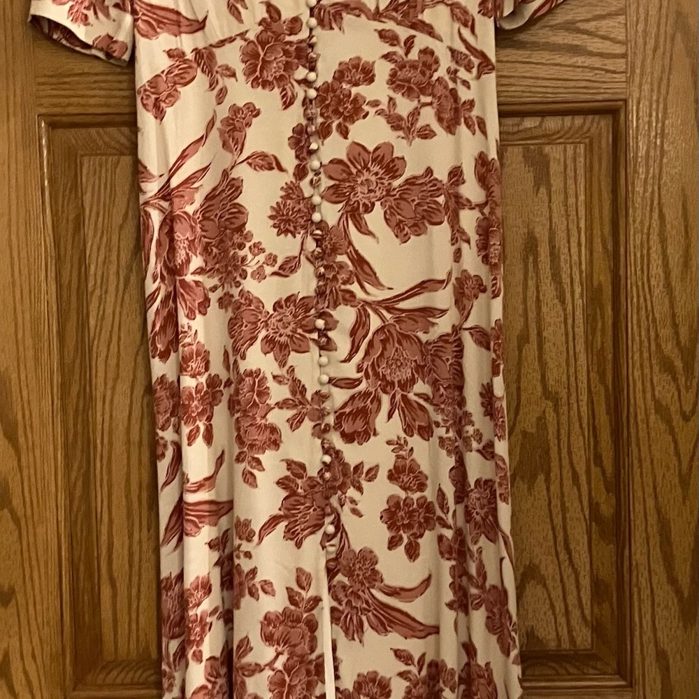 Floral Print Dress in Cream and red